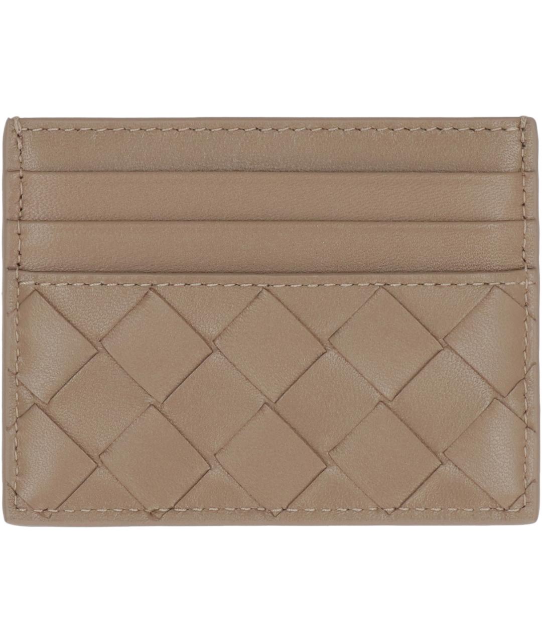 BOTTEGA VENETA Бежевый кожаный кардхолдер, фото 1