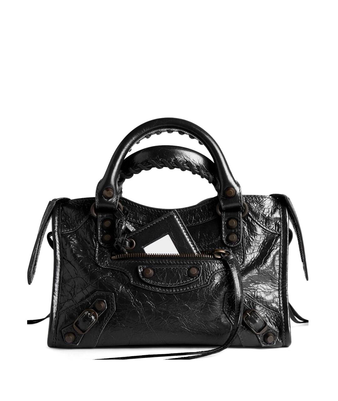 BALENCIAGA Черная кожаная сумка тоут, фото 1