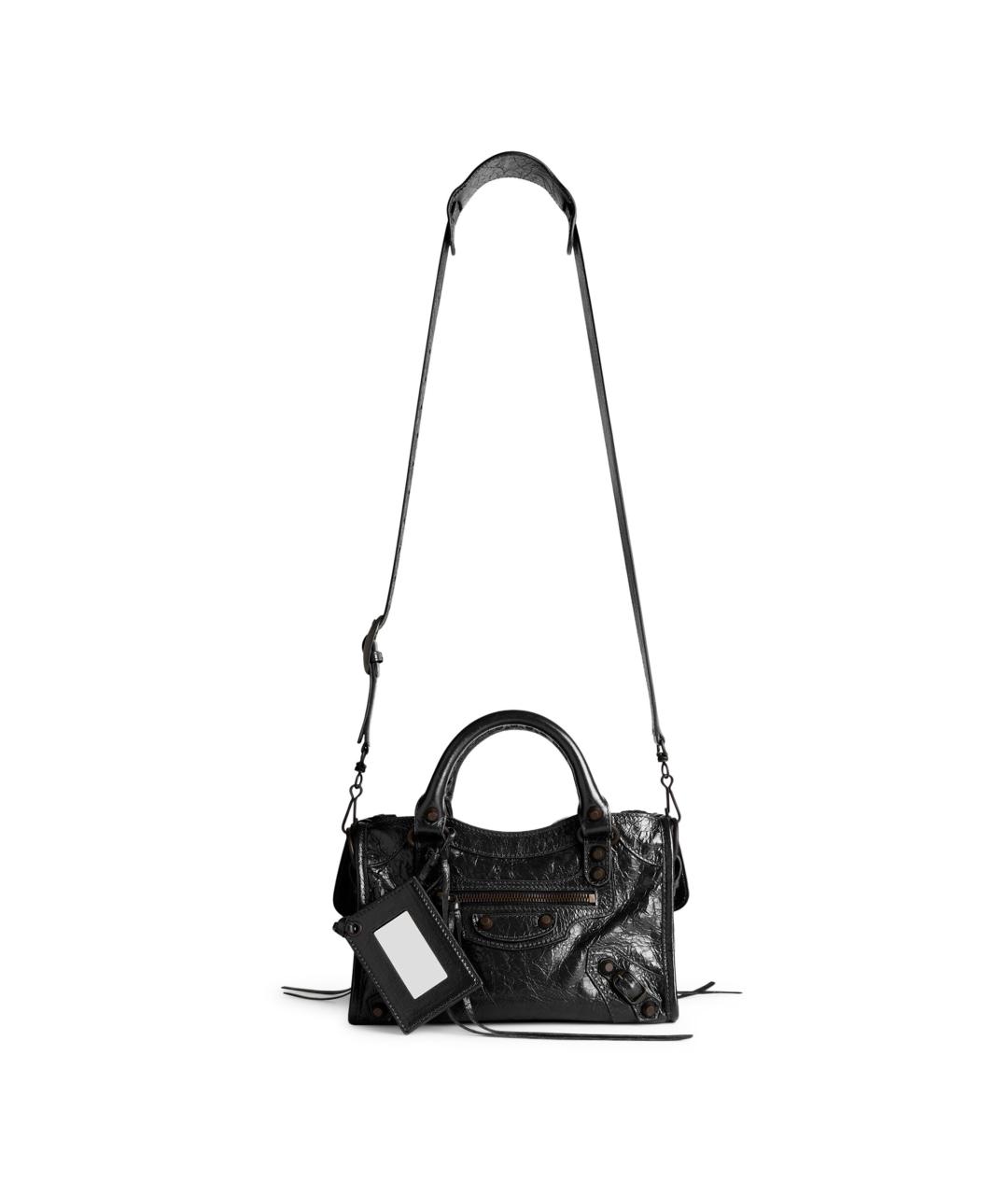 BALENCIAGA Черная кожаная сумка тоут, фото 5