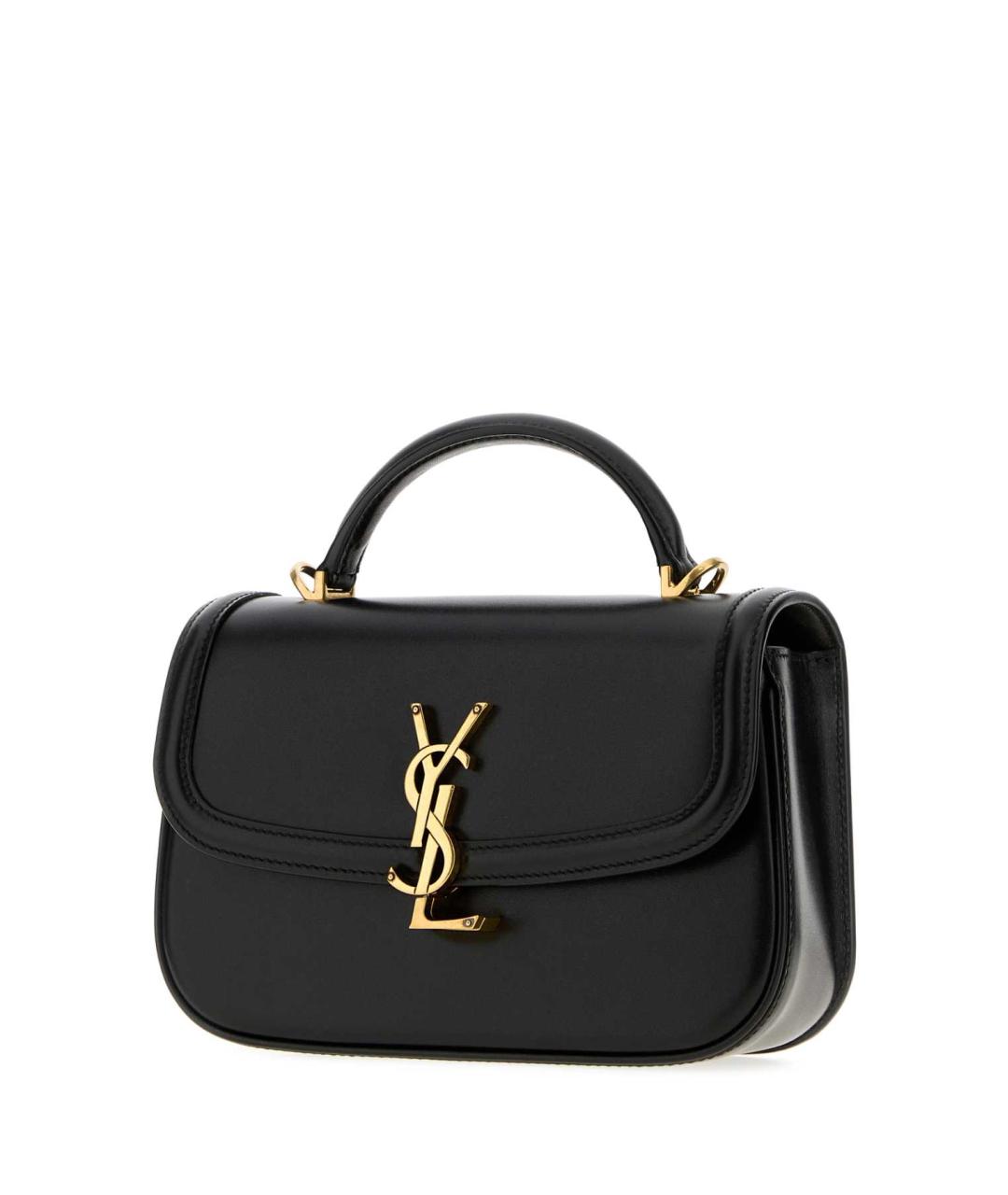 SAINT LAURENT Черная кожаная сумка через плечо, фото 2
