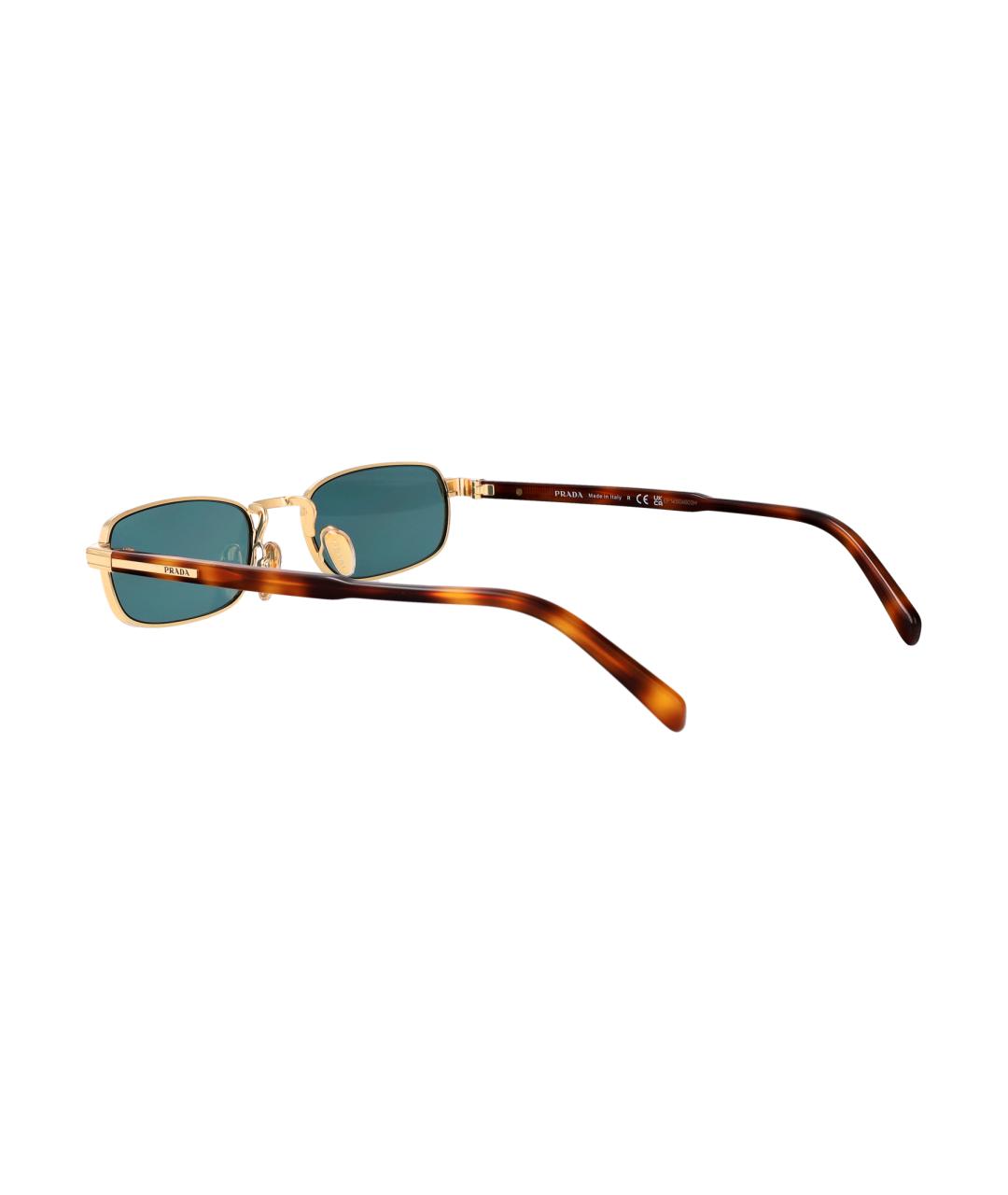 PRADA Золотые металлические солнцезащитные очки, фото 4