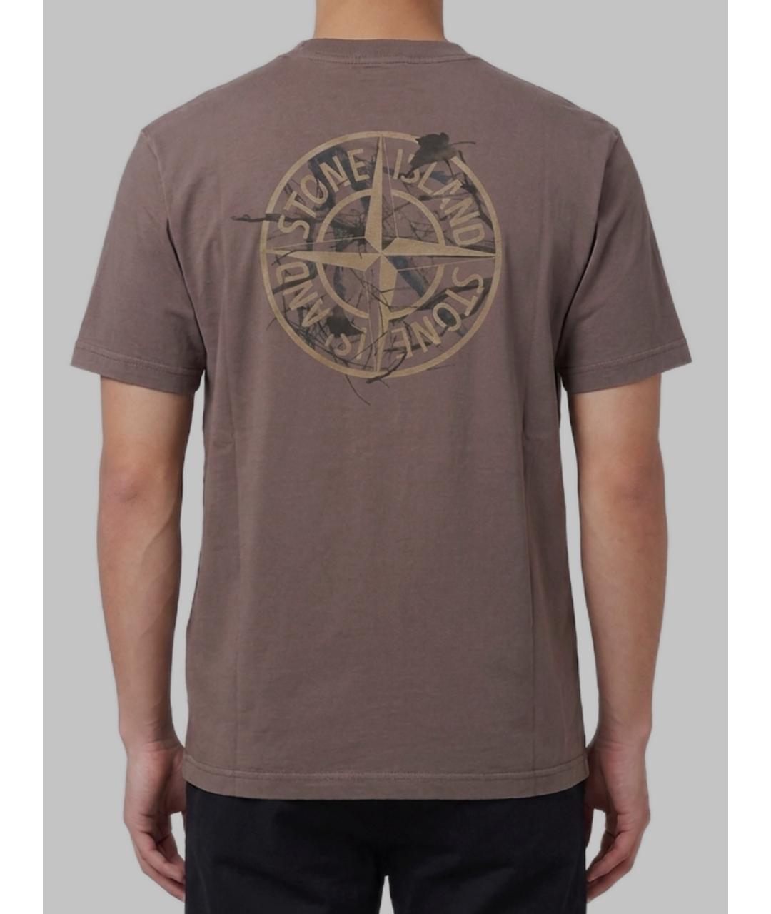 STONE ISLAND Бордовая хлопковая футболка, фото 3
