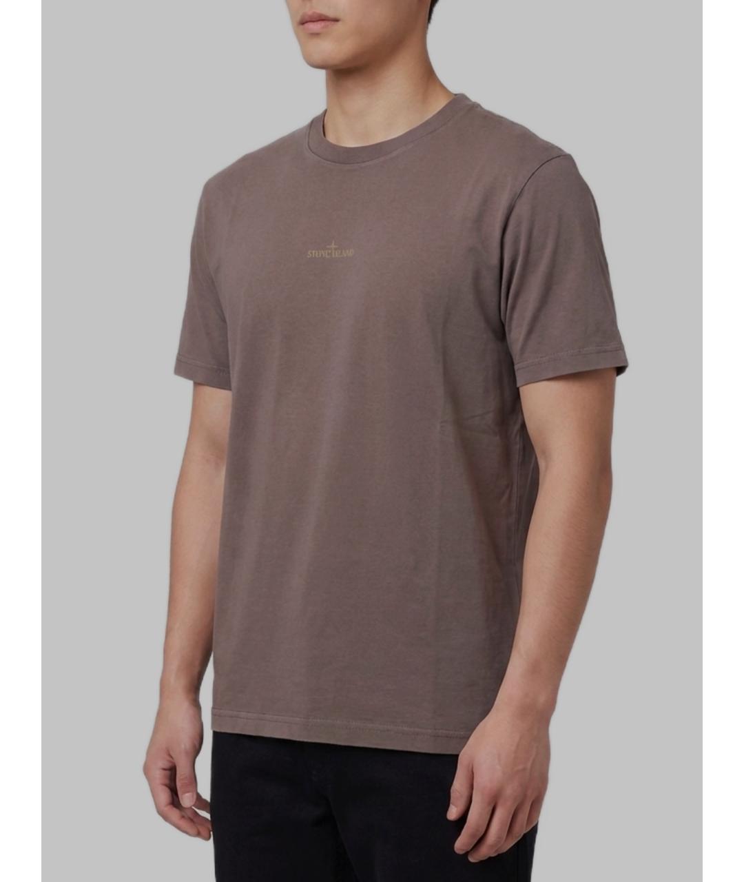 STONE ISLAND Бордовая хлопковая футболка, фото 2