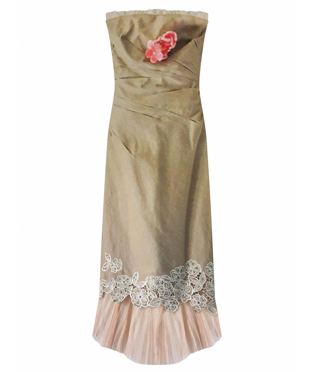 LOUIS VUITTON PRE-OWNED Бежевое льняное коктейльное платье, фото 1