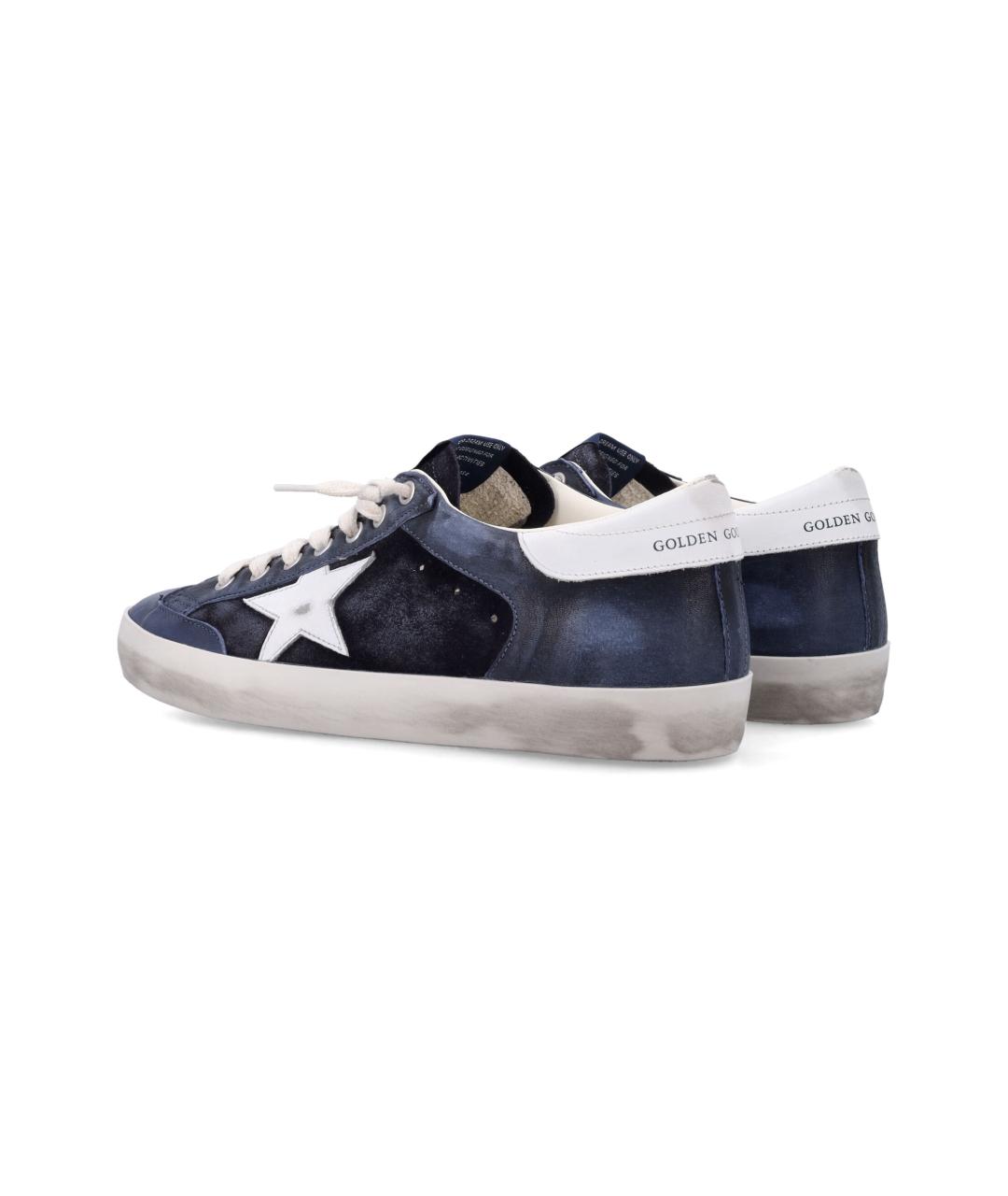 GOLDEN GOOSE Синие замшевые низкие кроссовки / кеды, фото 4