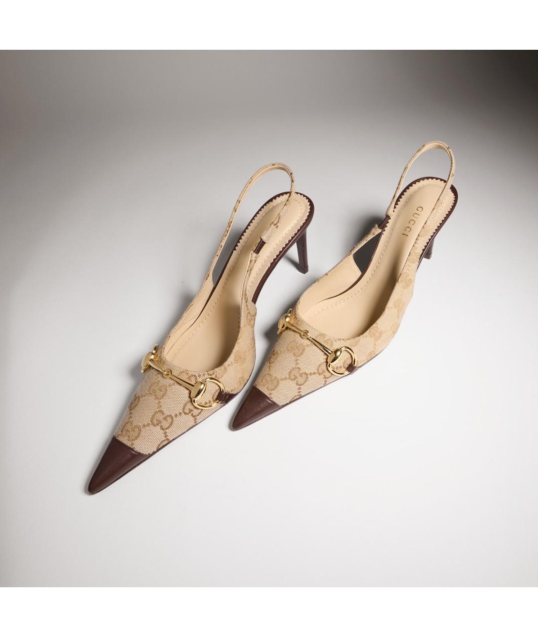 GUCCI Бежевые текстильные туфли, фото 2
