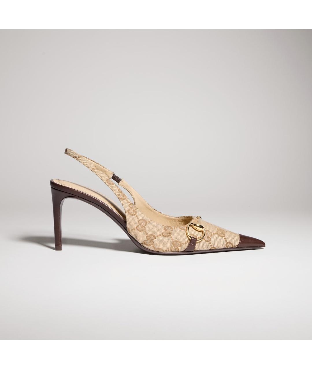 GUCCI Бежевые текстильные туфли, фото 3