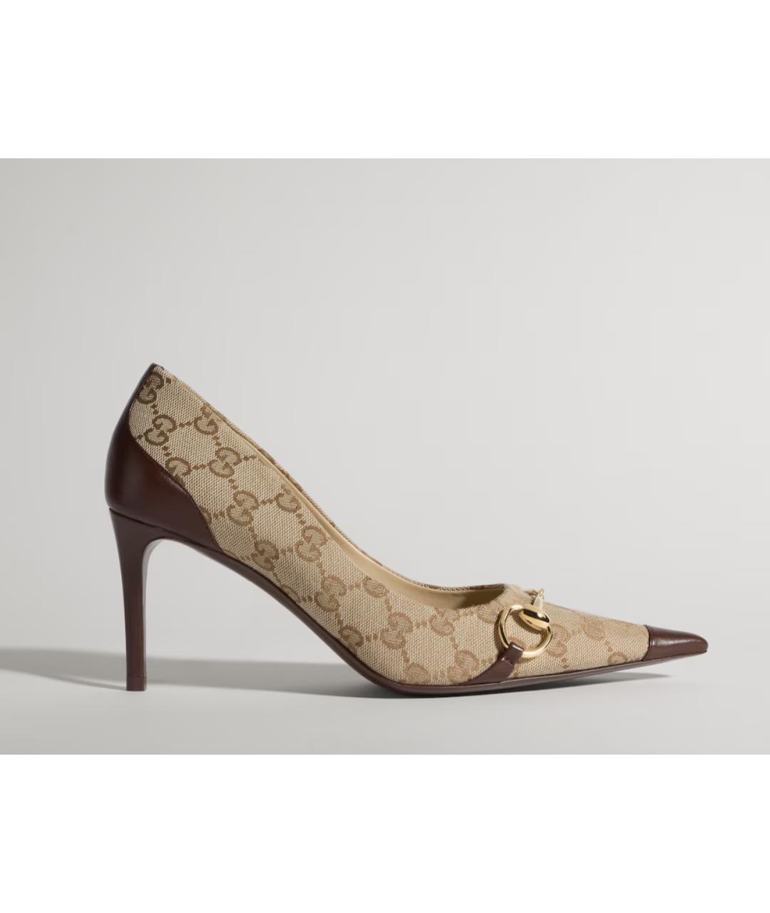 GUCCI Бежевые текстильные туфли, фото 4