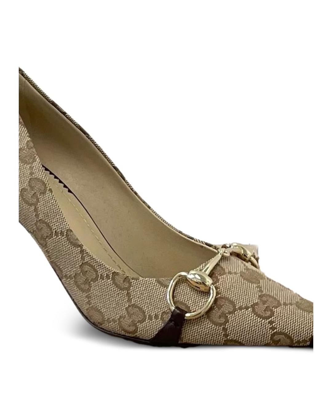GUCCI Бежевые текстильные туфли, фото 3