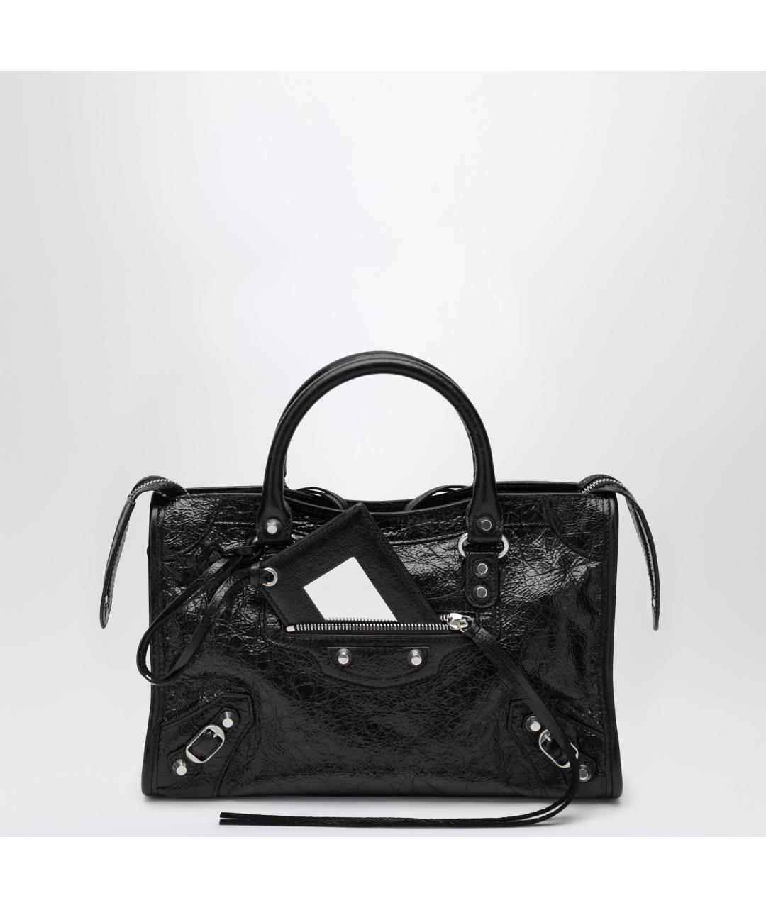 BALENCIAGA Черная кожаная сумка тоут, фото 6