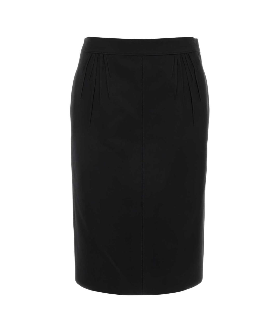 SAINT LAURENT Черная кожаная юбка миди, фото 1