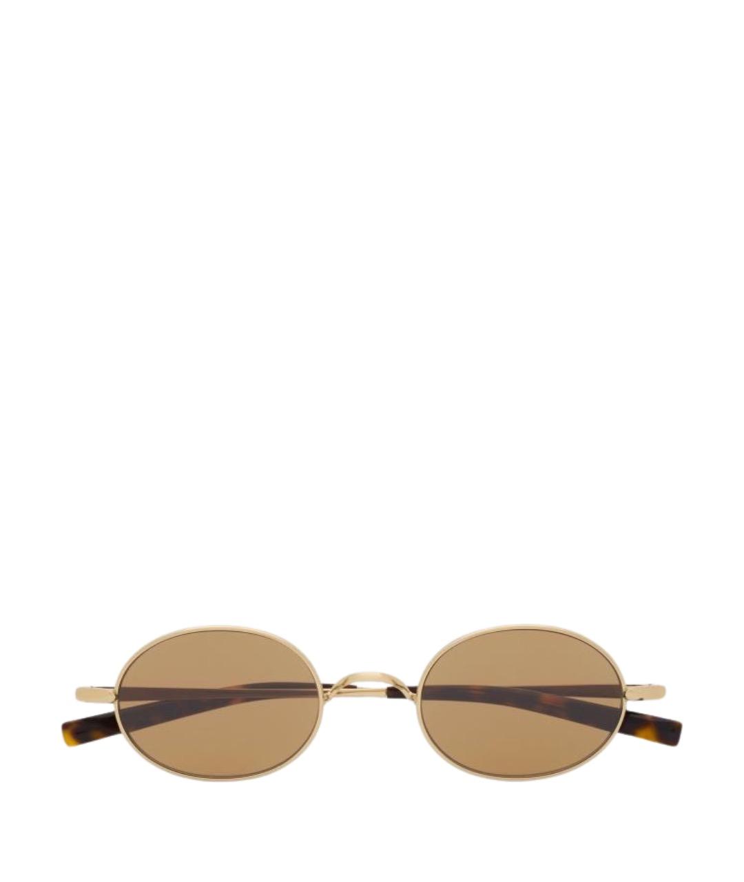 SAINT LAURENT Золотые металлические солнцезащитные очки, фото 1