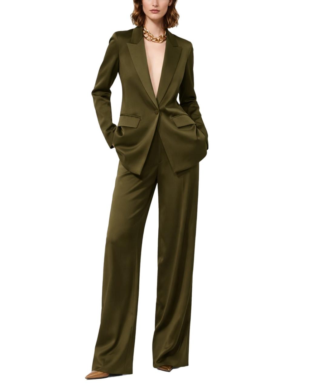 MAX MARA Зеленые ацетатные прямые брюки, фото 2
