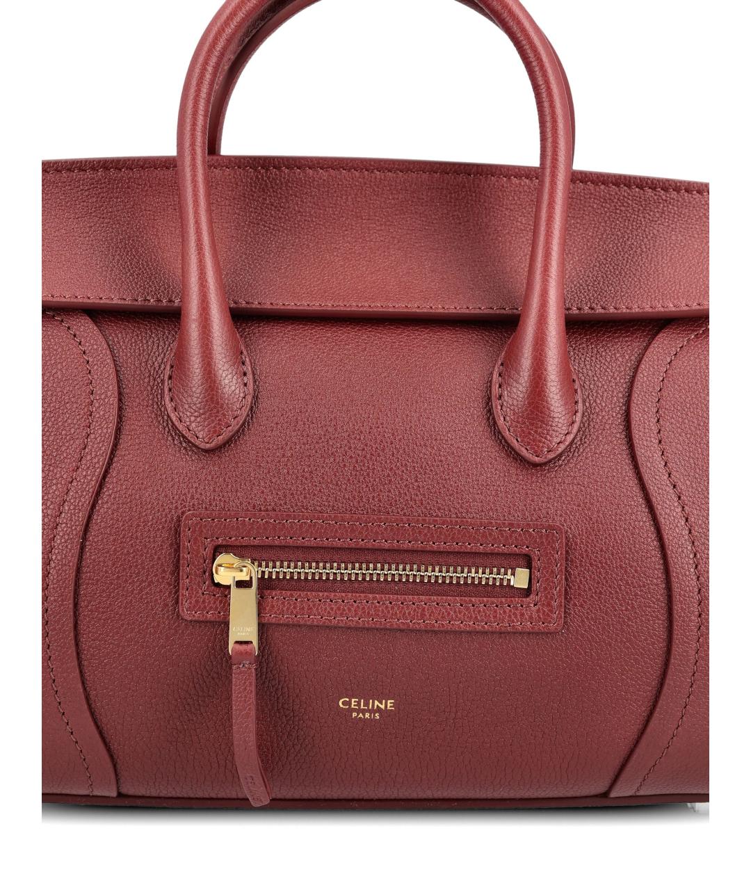 CELINE Бордовая кожаная сумка тоут, фото 2