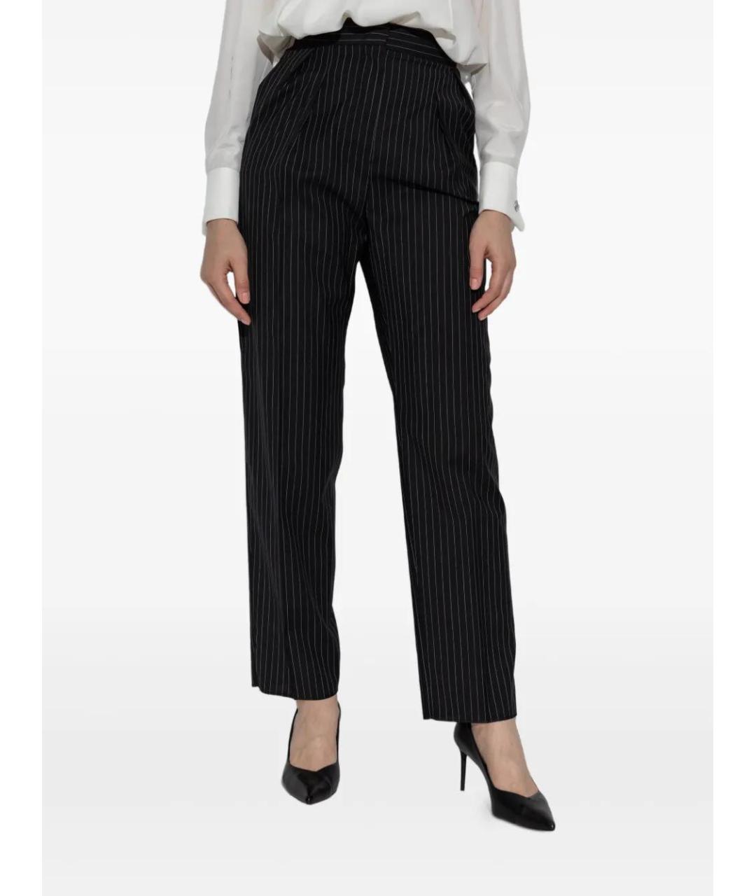 MAX MARA Черные шерстяные прямые брюки, фото 3