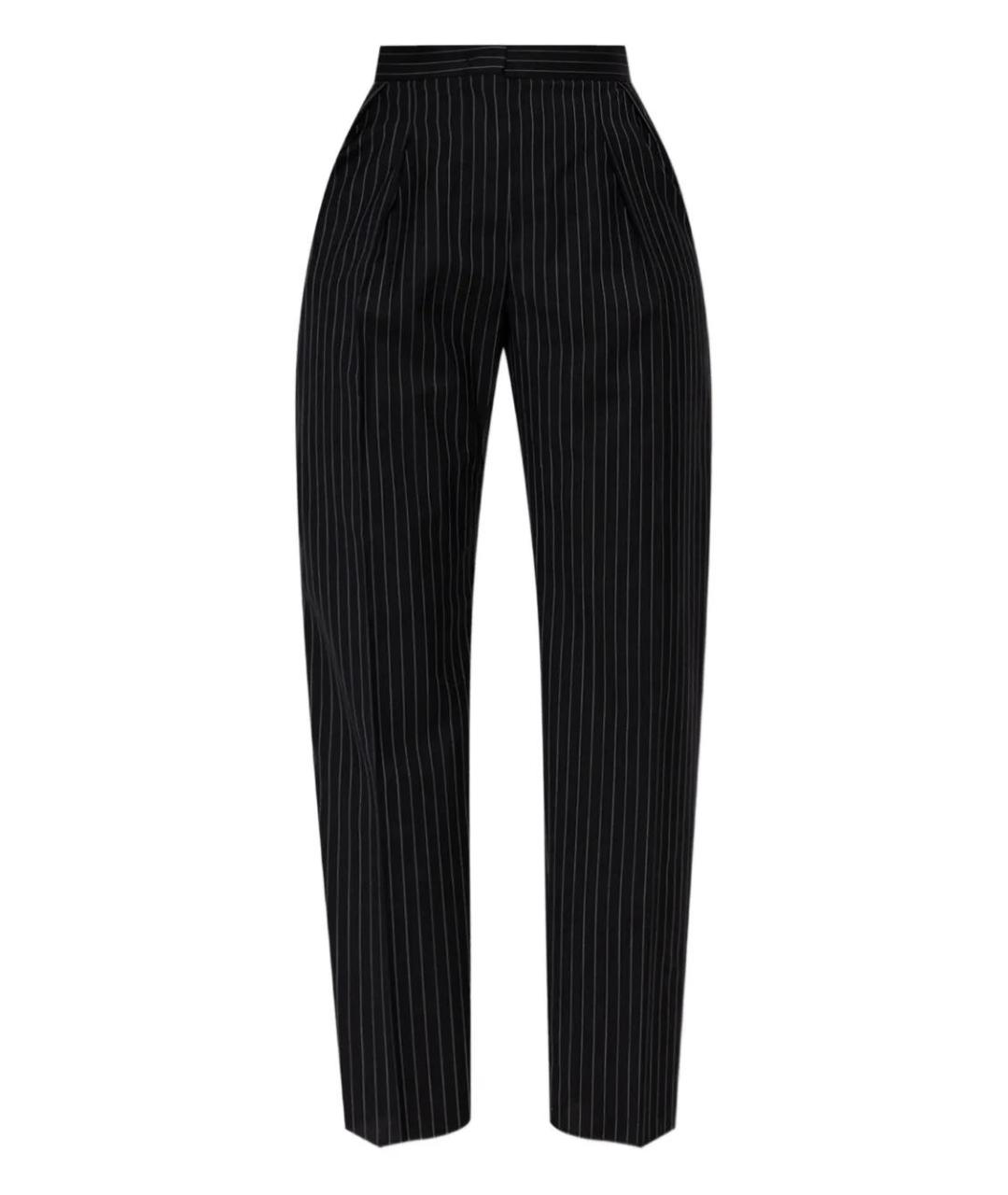 MAX MARA Черные шерстяные прямые брюки, фото 1