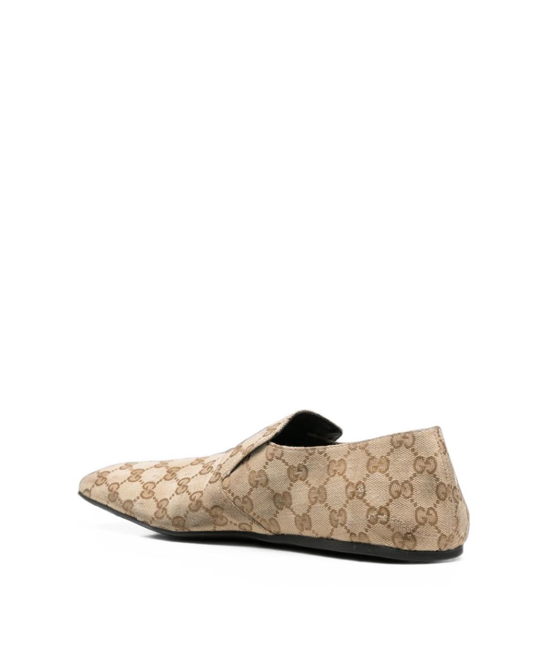 GUCCI Бежевые текстильные лоферы, фото 3