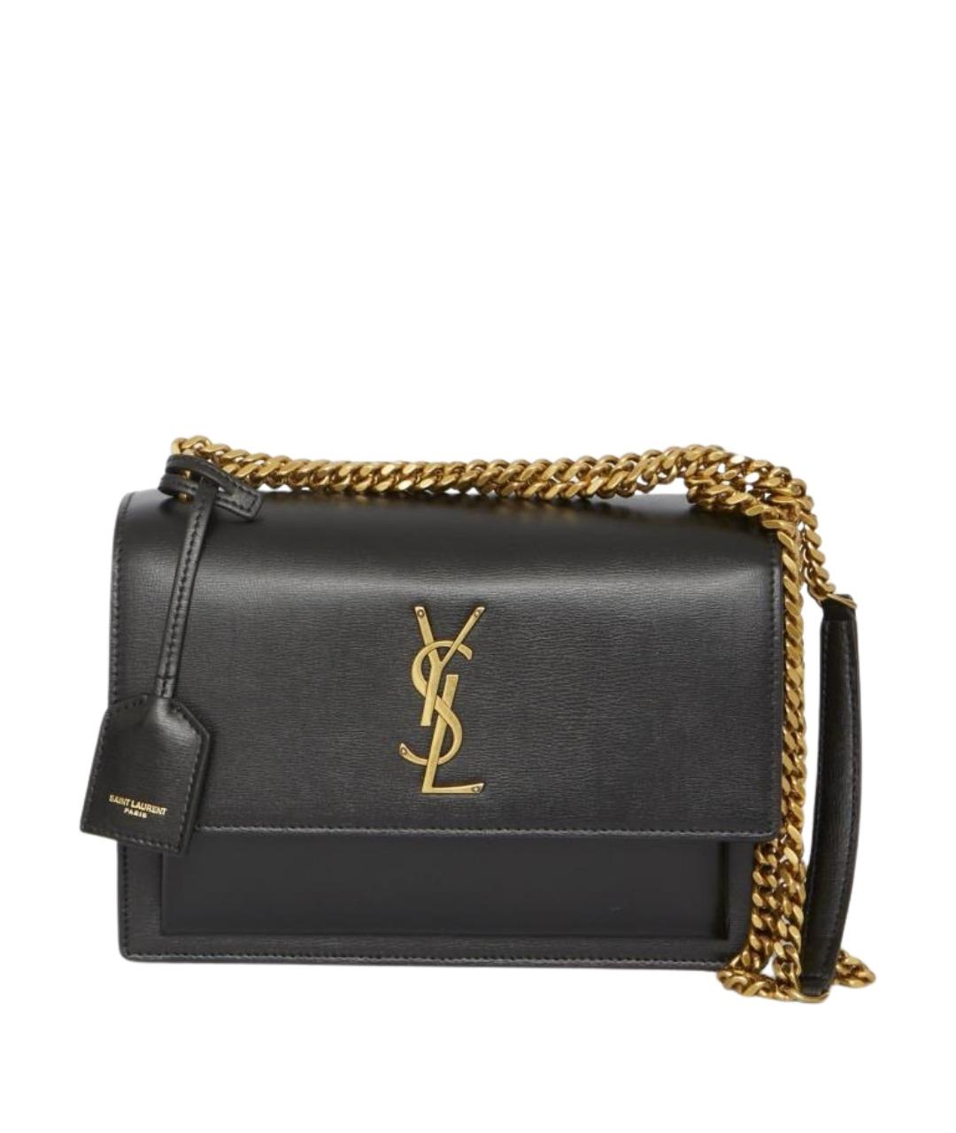 SAINT LAURENT Черная кожаная сумка через плечо, фото 1