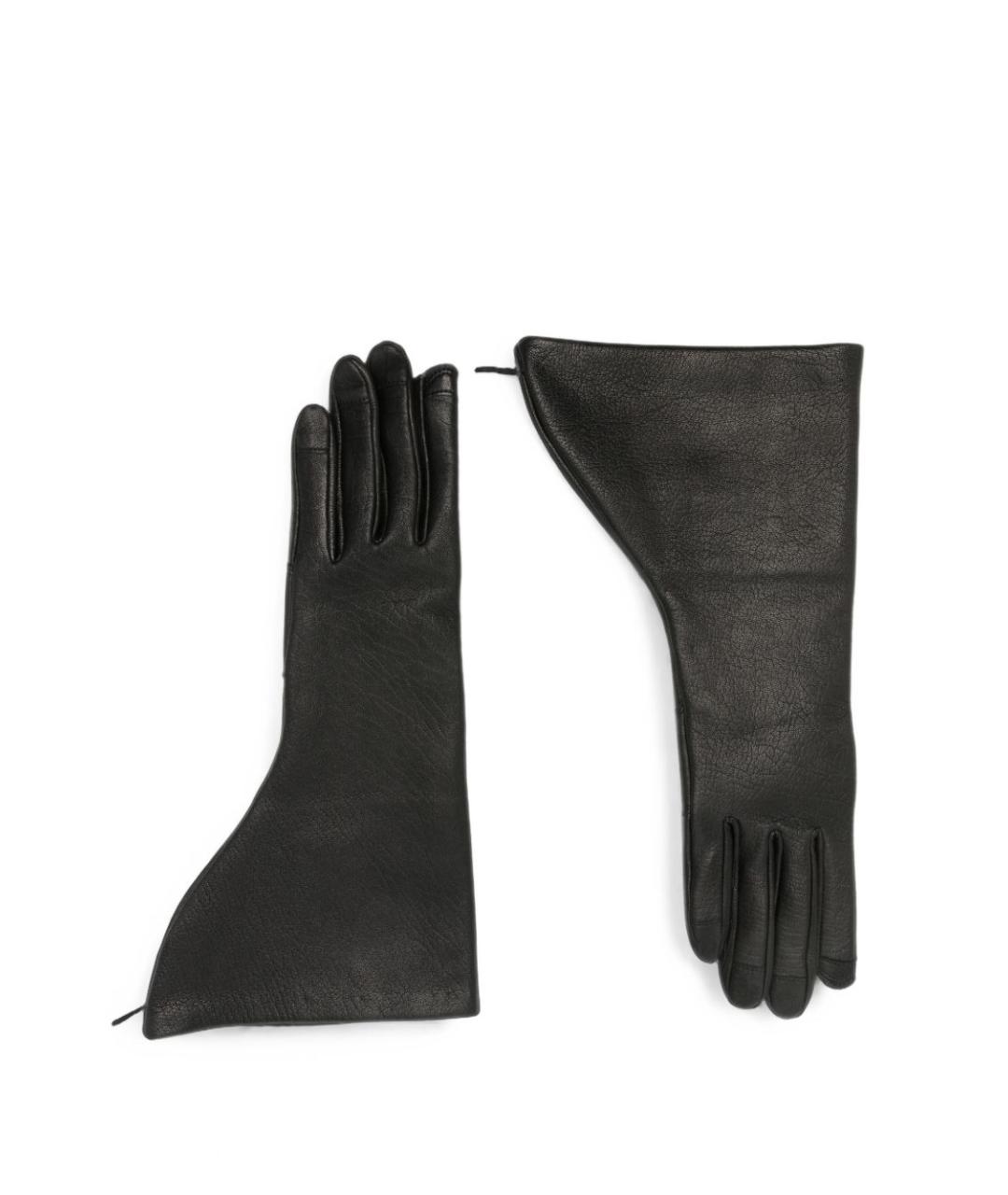 RICK OWENS Черные кожаные перчатки, фото 1