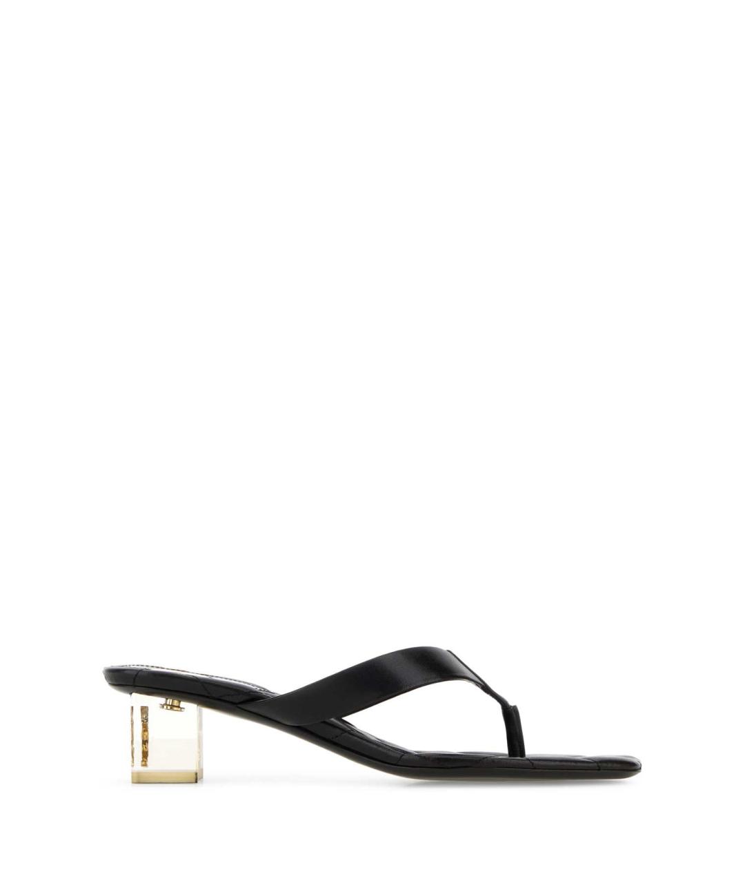 SAINT LAURENT Черные кожаные мюли, фото 1