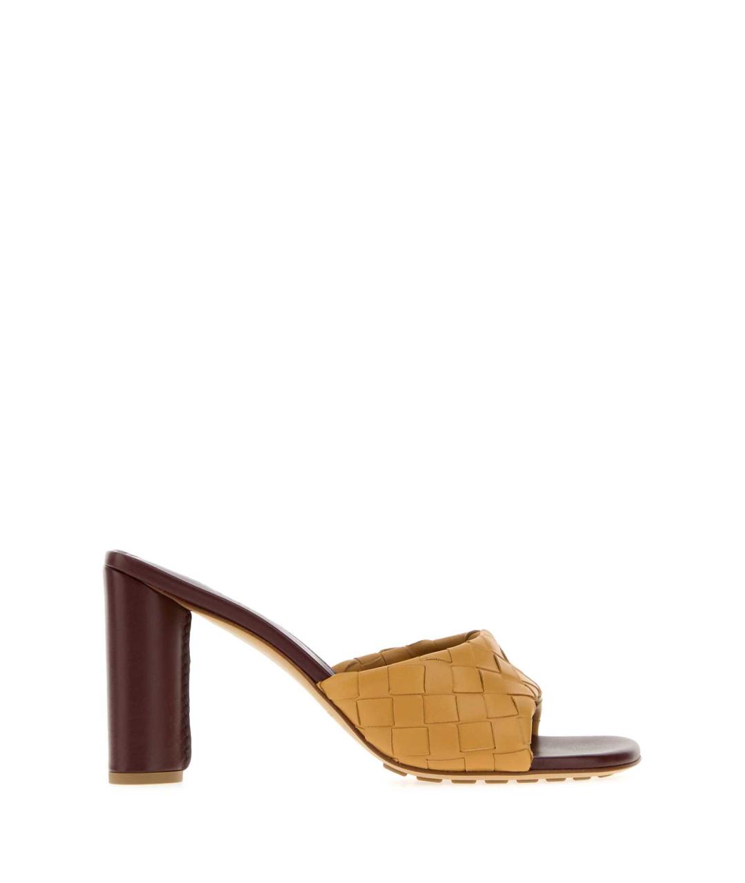 BOTTEGA VENETA Бежевые кожаные мюли, фото 1
