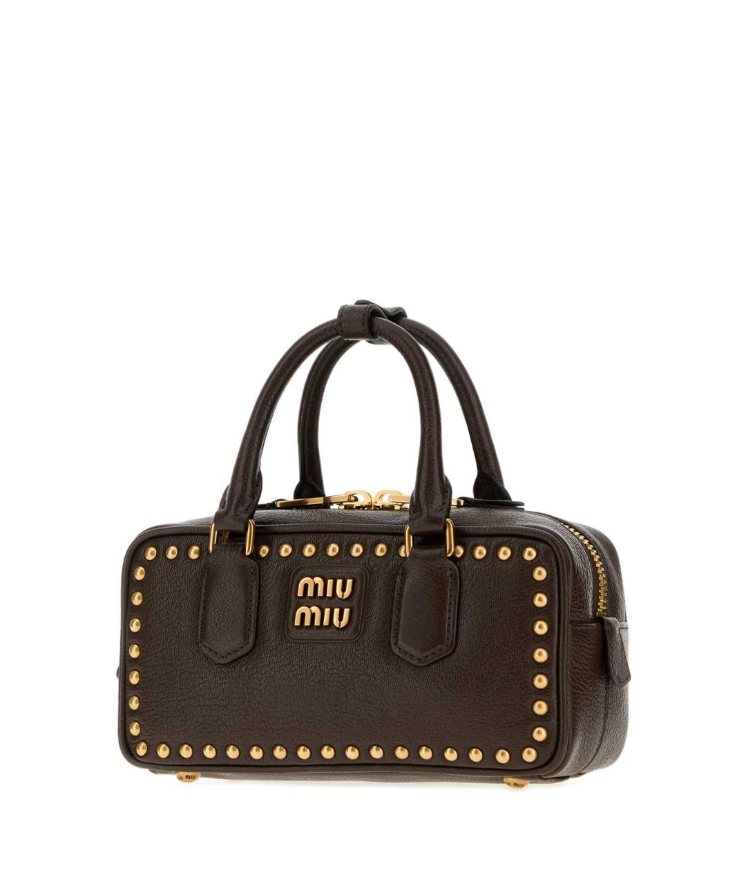 MIU MIU Коричневая кожаная сумка с короткими ручками, фото 2