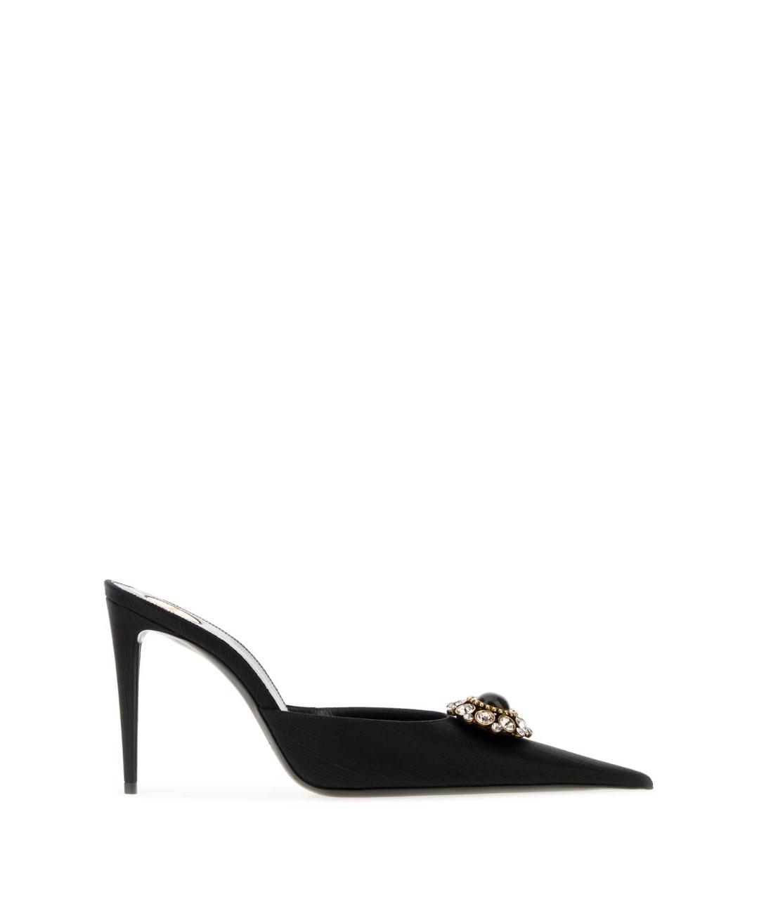 SAINT LAURENT Черные текстильные мюли, фото 1