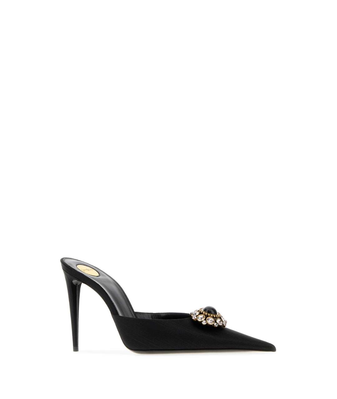 SAINT LAURENT Черные текстильные мюли, фото 2