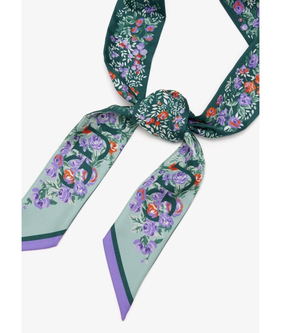 GUCCI Голубой шелковый шарф, фото 2