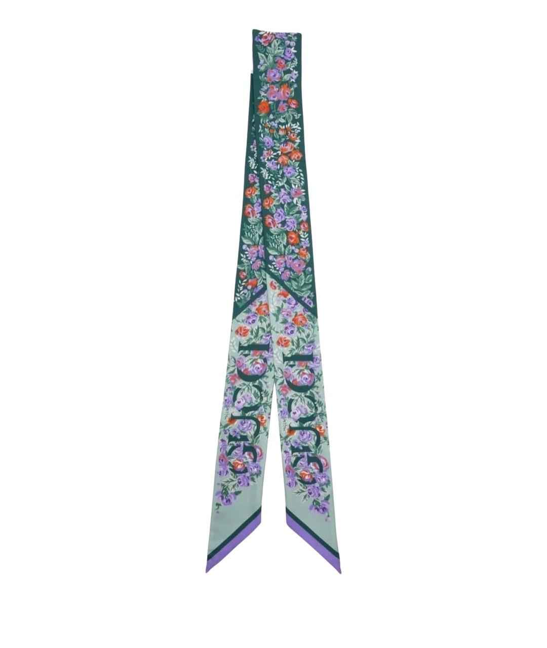 GUCCI Голубой шелковый шарф, фото 1