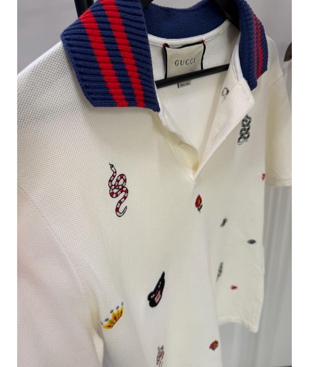 GUCCI Бежевое хлопковое поло с коротким рукавом, фото 3