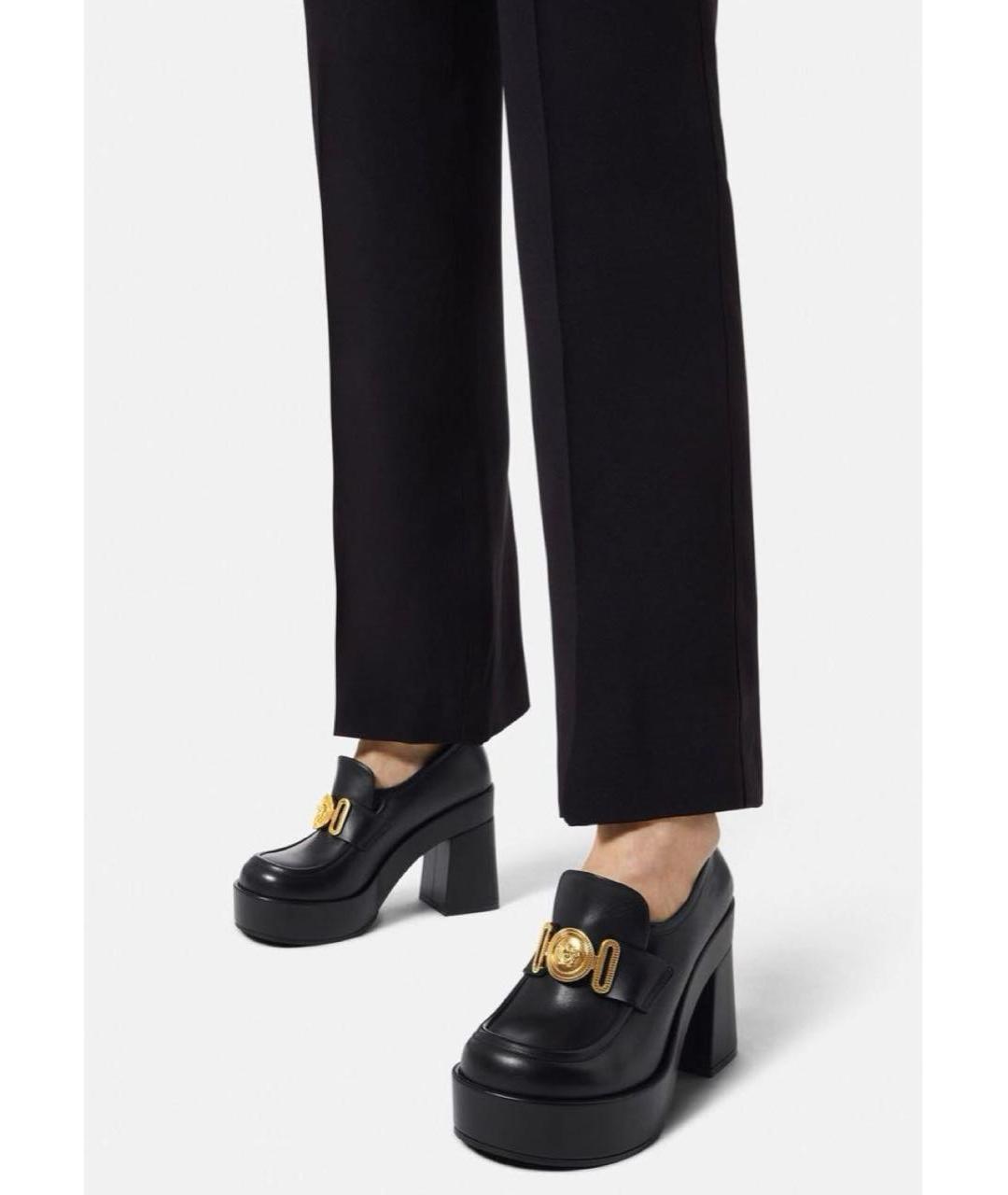 VERSACE Черные кожаные брогги и оксфорды, фото 5