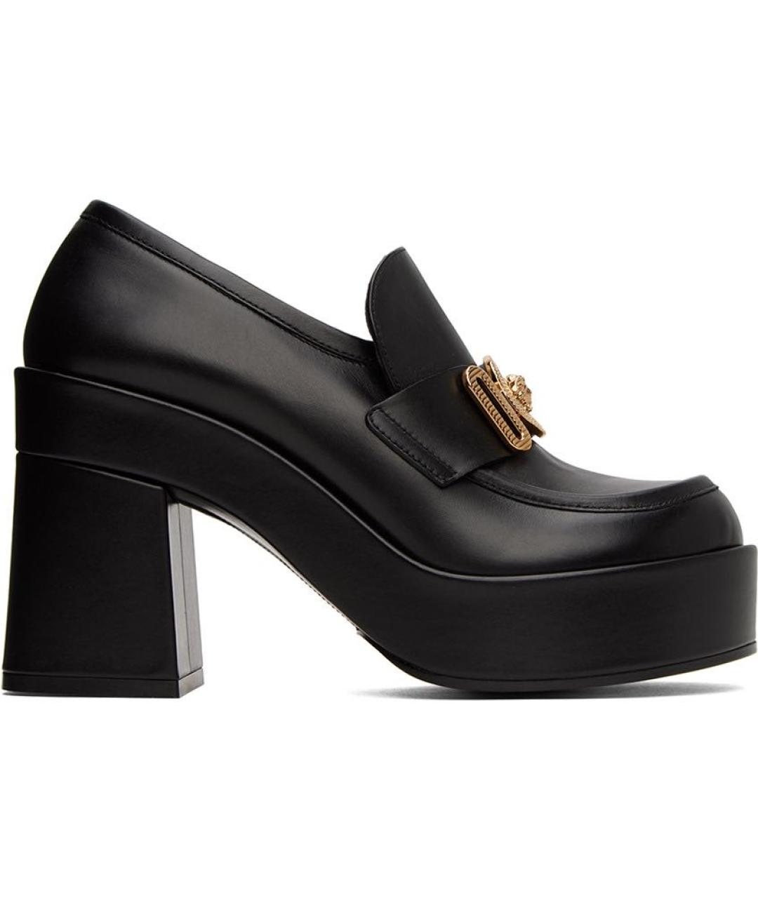 VERSACE Черные кожаные брогги и оксфорды, фото 6