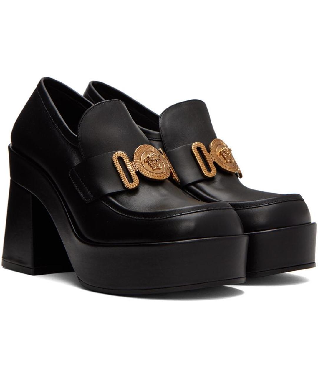 VERSACE Черные кожаные брогги и оксфорды, фото 2