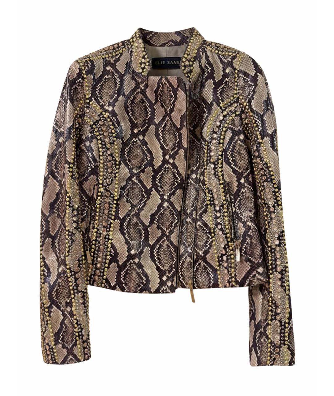 ELIE SAAB Бежевая куртка из кожи питона, фото 1