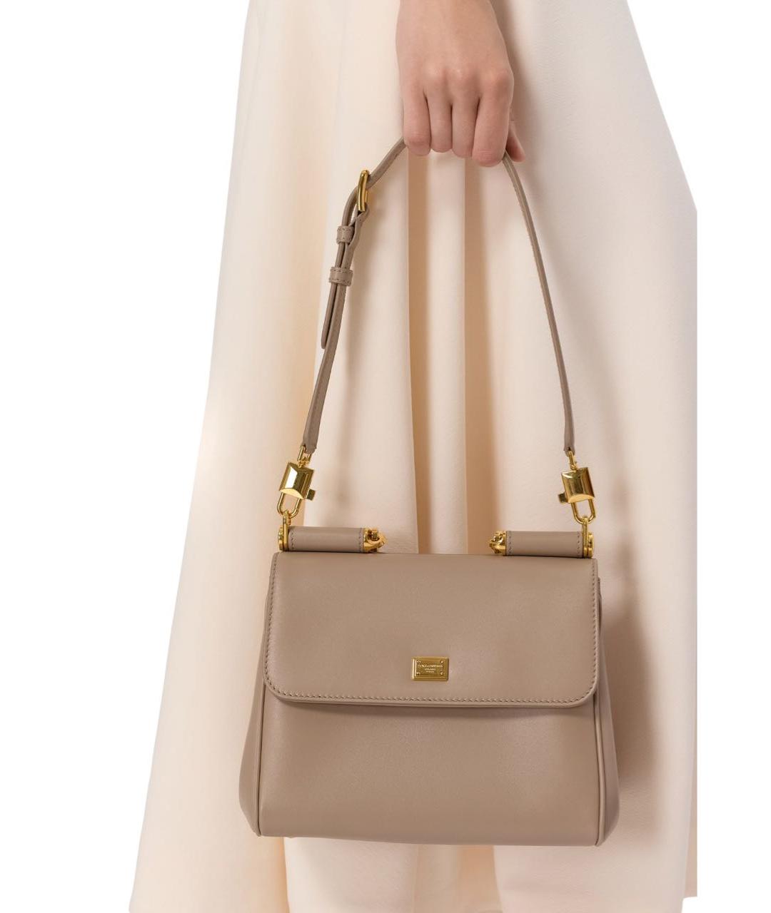DOLCE&GABBANA Бежевая кожаная сумка через плечо, фото 2