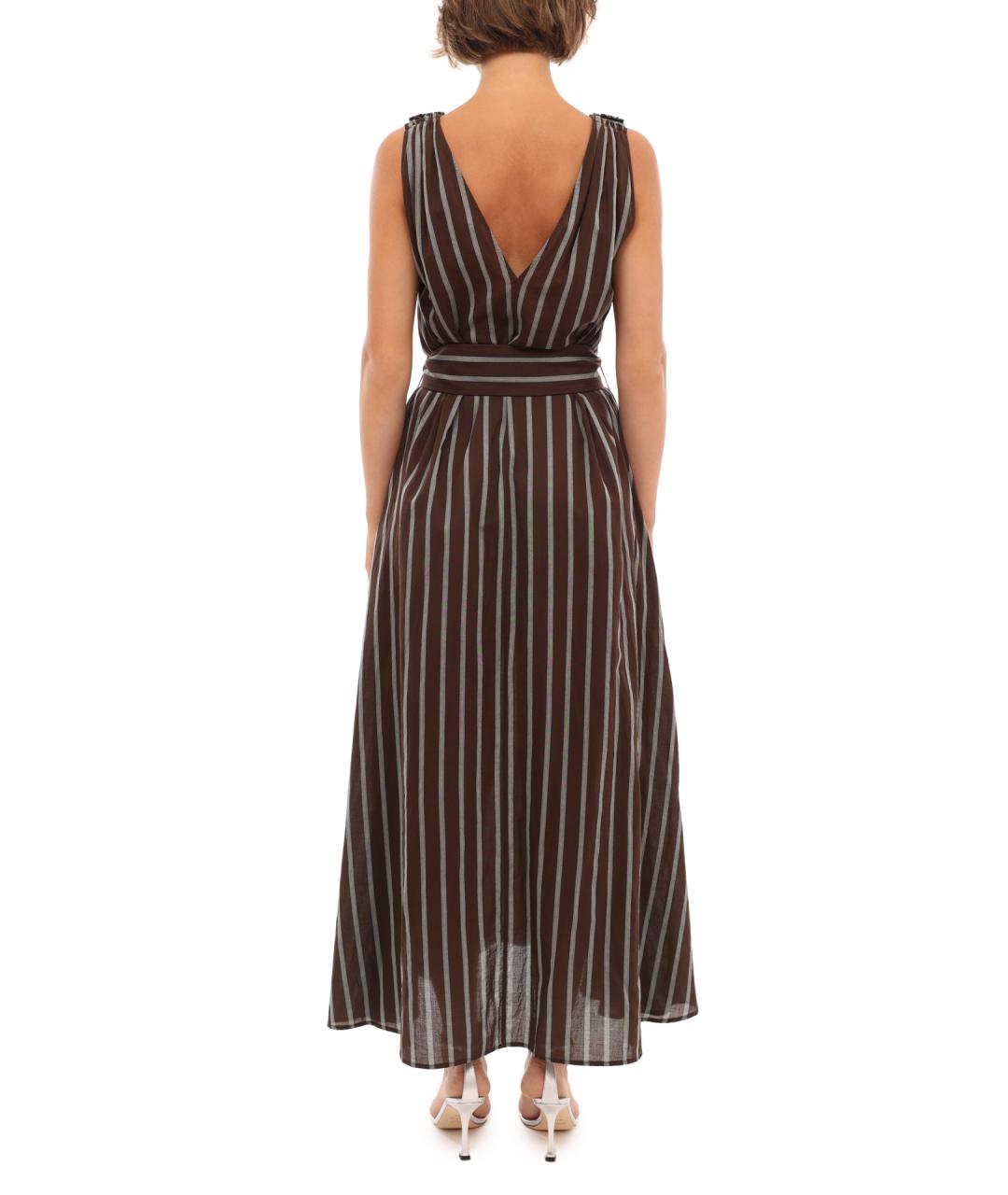 BRUNELLO CUCINELLI Коричневое хлопковое повседневное платье, фото 5