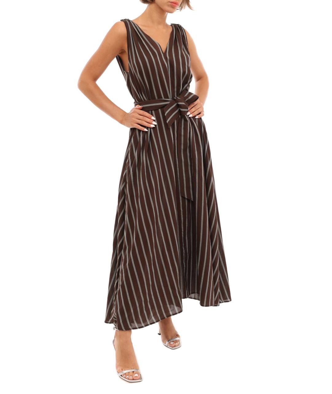 BRUNELLO CUCINELLI Коричневое хлопковое повседневное платье, фото 6