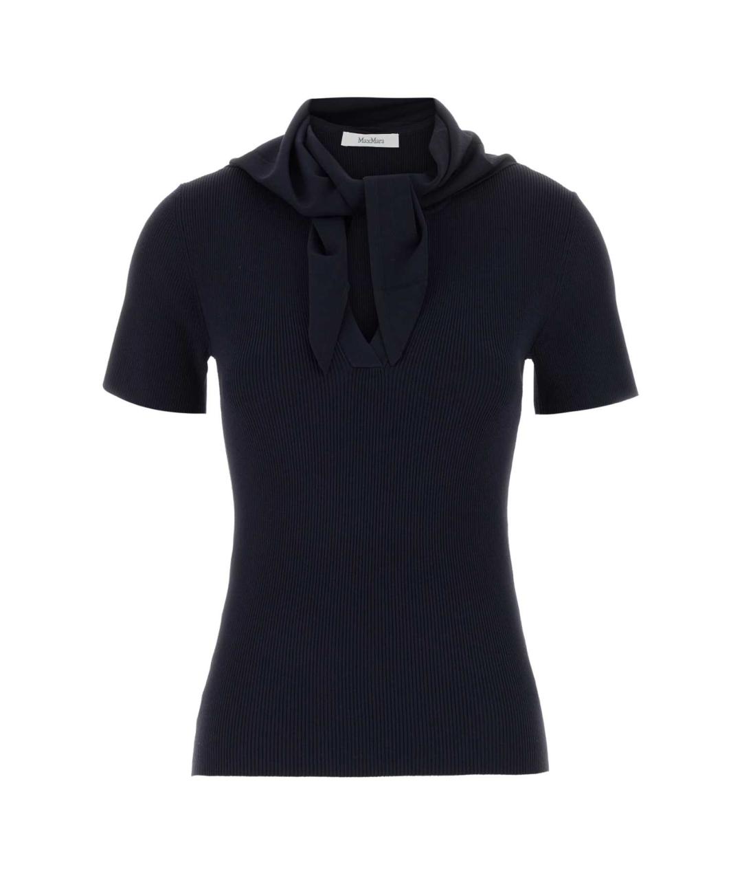 MAX MARA Синяя полиэстеровая футболка, фото 1
