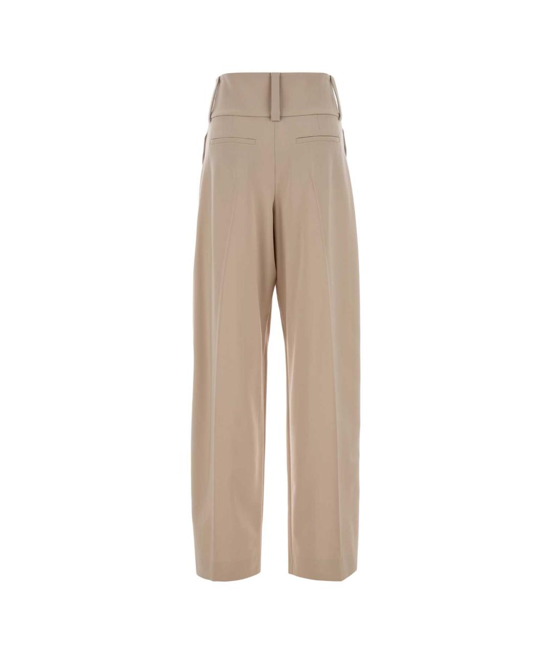 SPORTMAX Бежевые шерстяные прямые брюки, фото 2