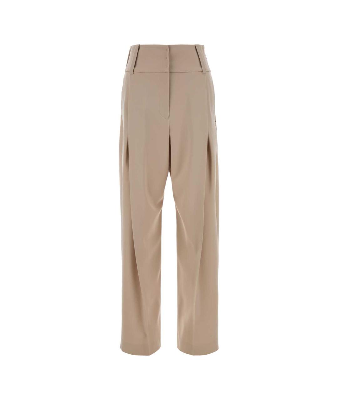 SPORTMAX Бежевые шерстяные прямые брюки, фото 1