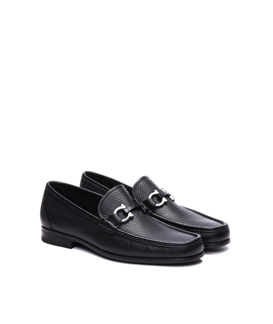 FERRAGAMO Черные кожаные лоферы, фото 2