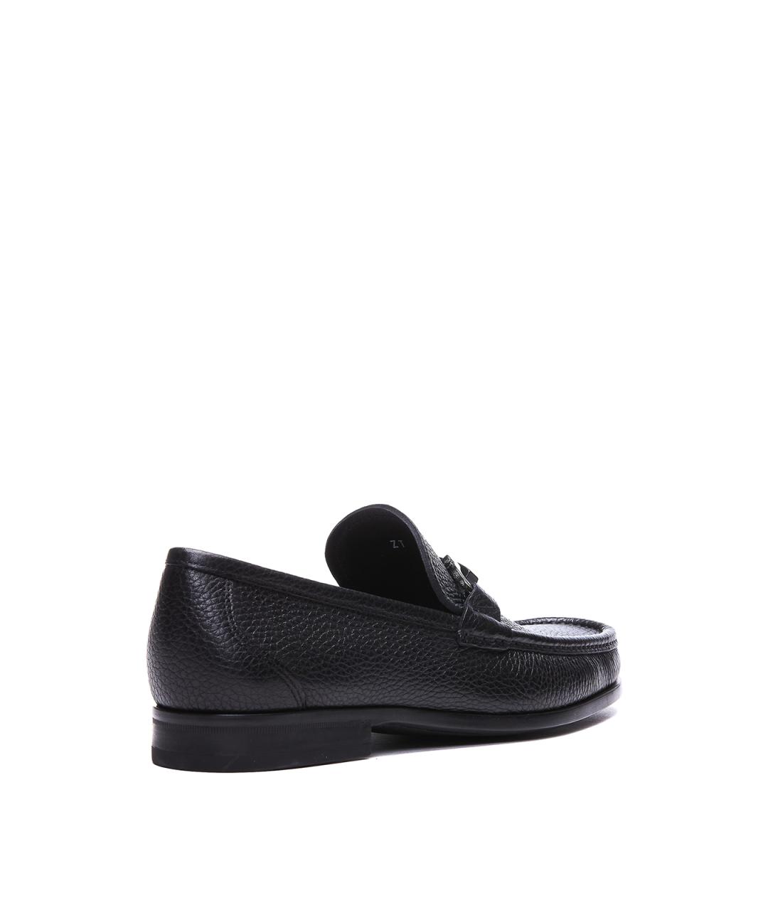 FERRAGAMO Черные кожаные лоферы, фото 3