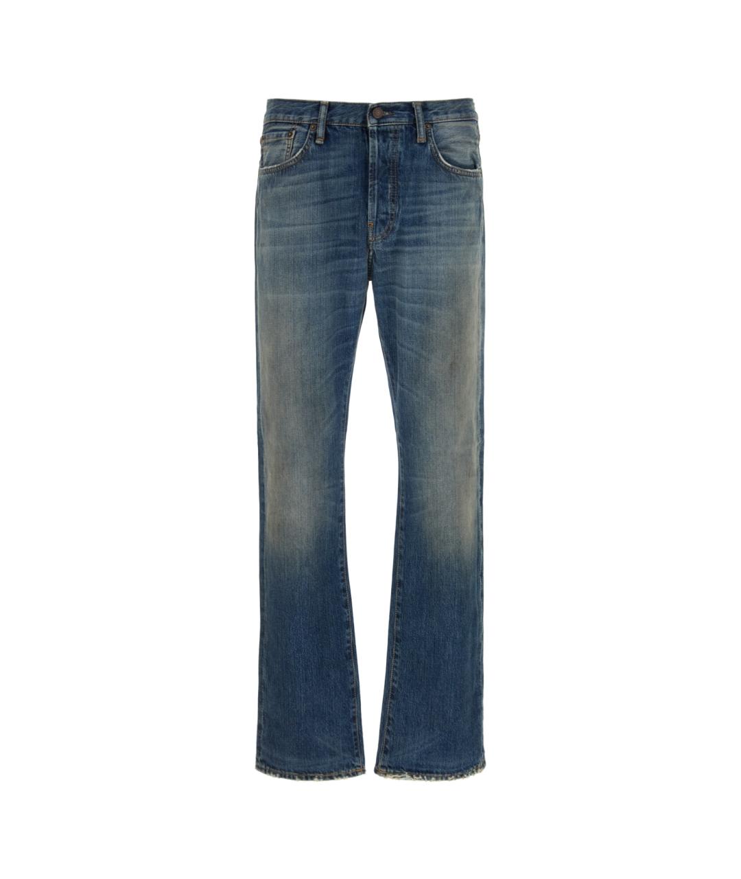 ACNE STUDIOS Синие хлопковые прямые джинсы, фото 1