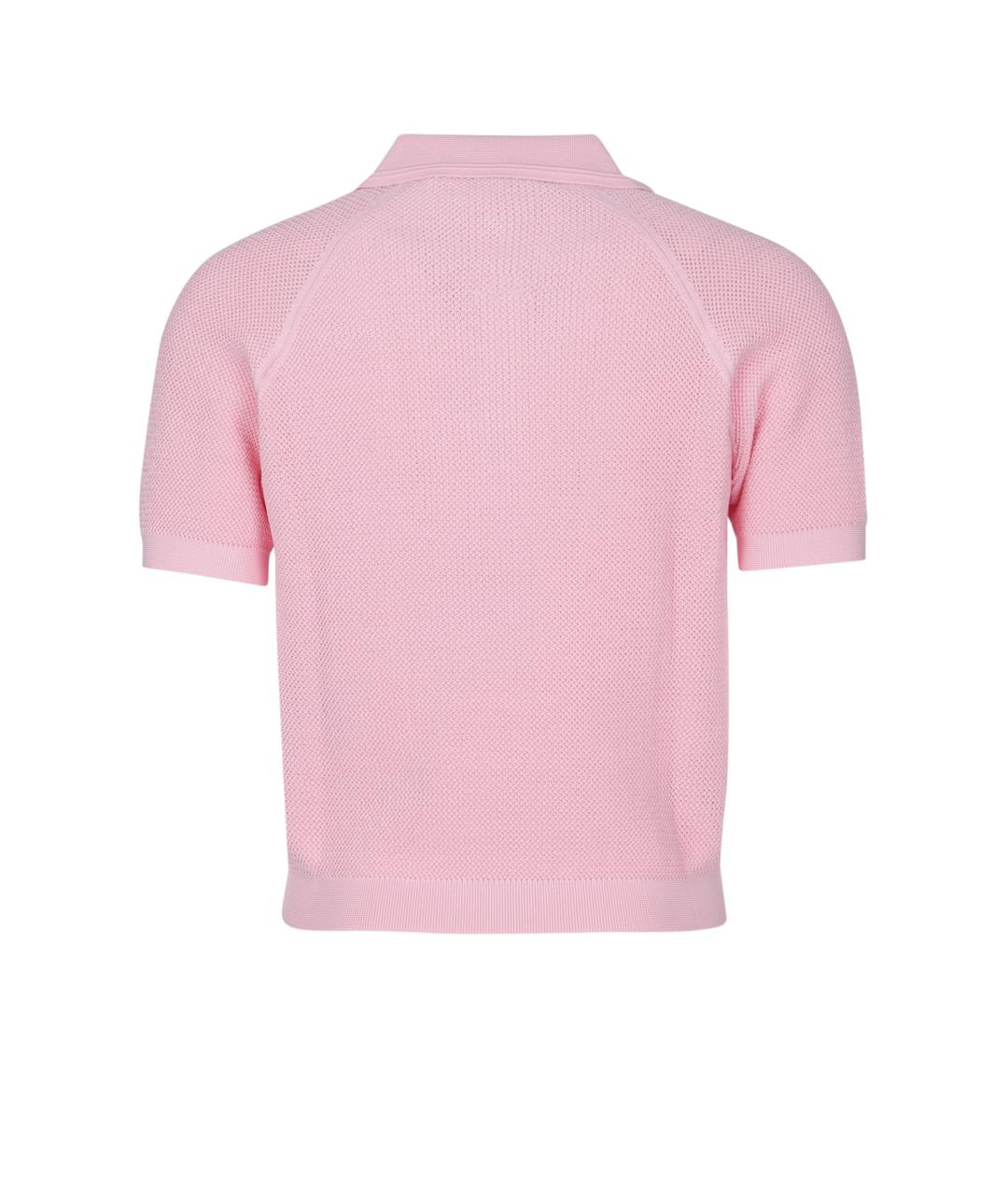 ACNE STUDIOS Розовое хлопко-полиэстеровое поло с коротким рукавом, фото 2