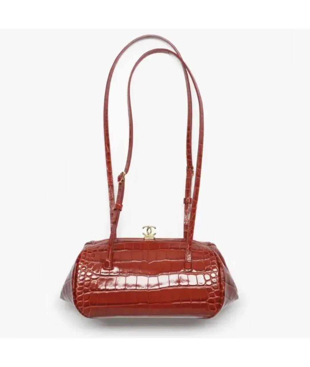 CHANEL Бордовая кожаная сумка с короткими ручками, фото 6