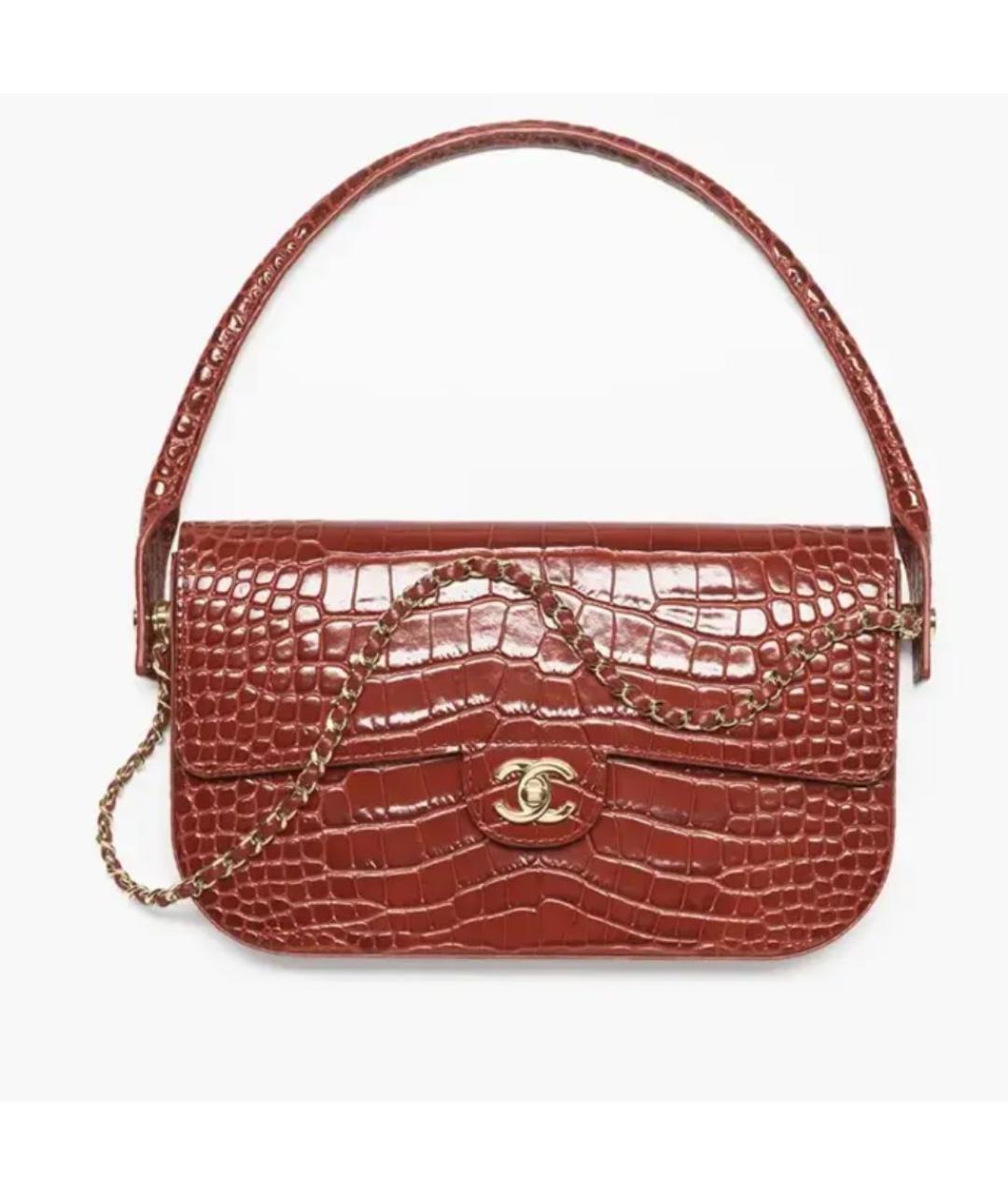CHANEL Бордовая кожаная сумка с короткими ручками, фото 6