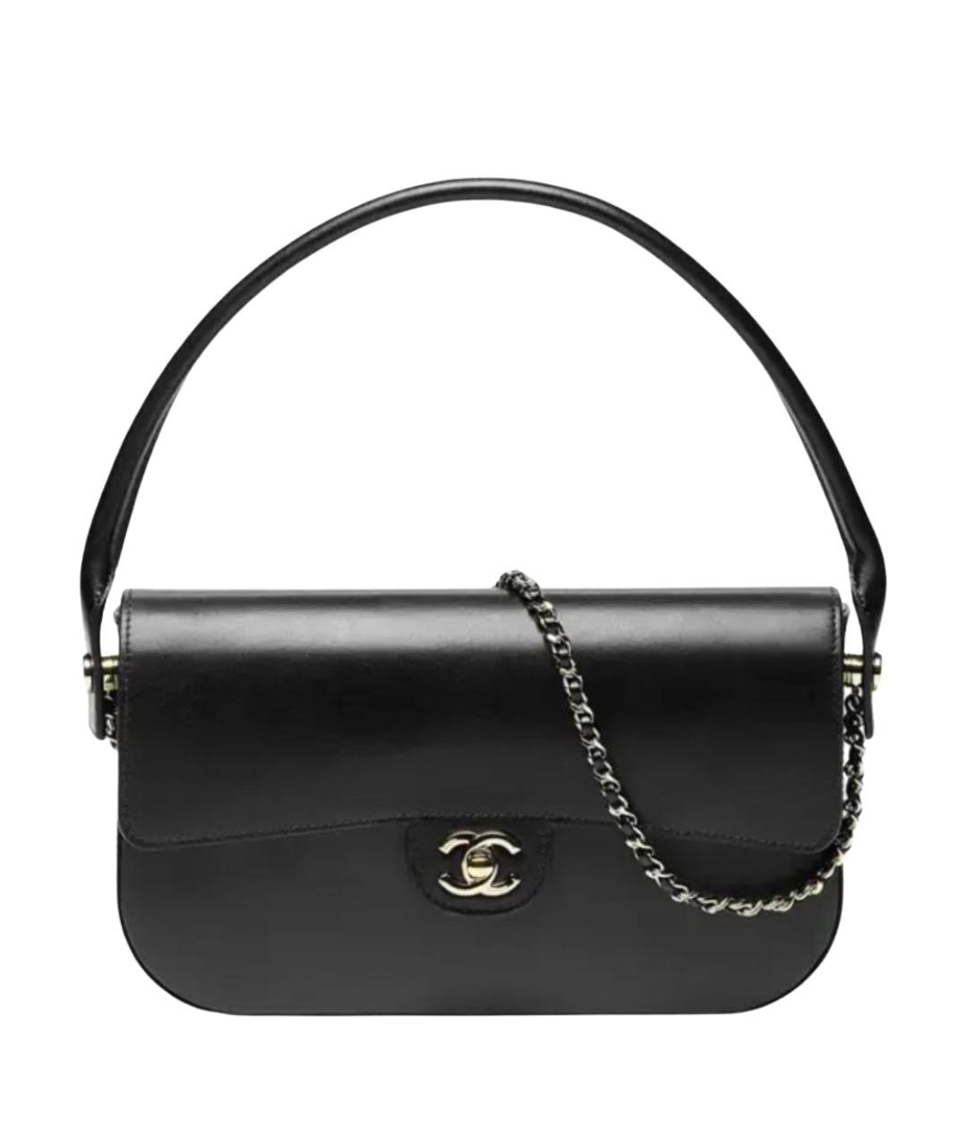 CHANEL Черная кожаная сумка с короткими ручками, фото 1