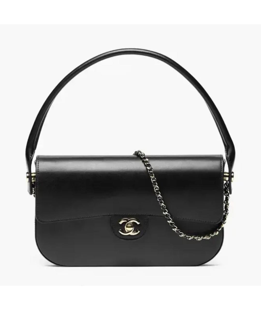 CHANEL Черная кожаная сумка с короткими ручками, фото 6