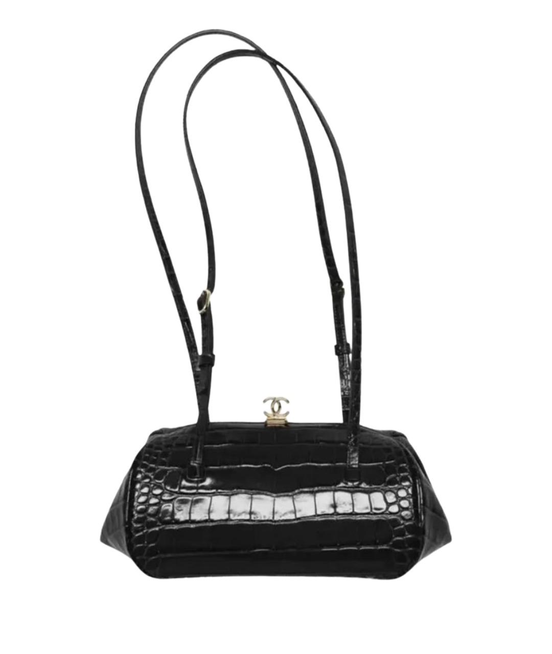 CHANEL Черная кожаная сумка с короткими ручками, фото 1